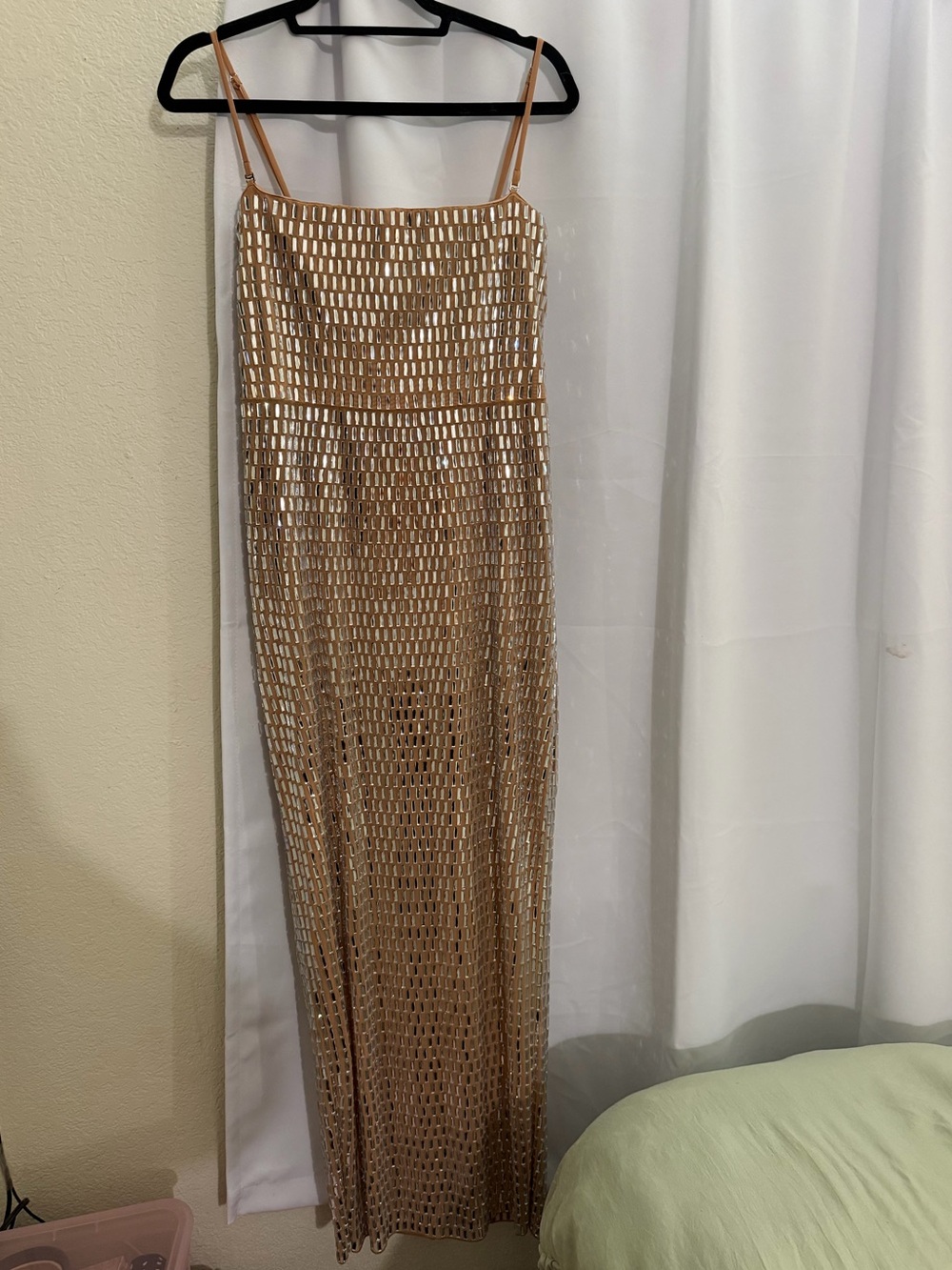Oh Polly Amaya Embellished Bandeau Maxi Dress in Almond - Picture 12 of 14
